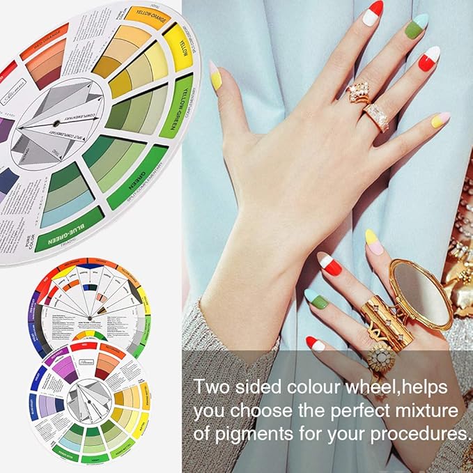 JimKing Creative Color Wheel, Paint Mixing Learning Guide, Art Class Teaching Tool for Makeup Painting Tattoo,Blending Board Chart Color Mixed Guide Hardboard(9.25inch)