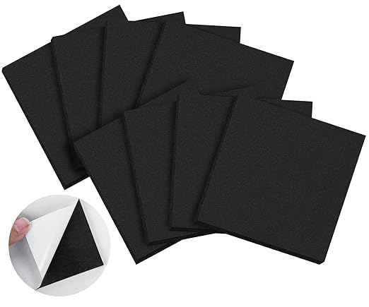 ToLanbbt 8 PCS Adhesive Foam Padding Sheets Closed Cell Neoprene Foam Sheet 1/2" Thick, 4" x 4" Self Stick Insulation Anti Vibration Pads Anti-Slip for Furniture, Cars, Speakers, DIY