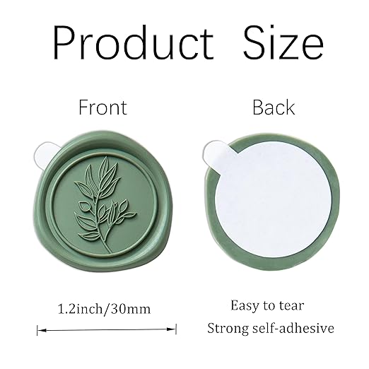 PONATIA Olive Green Wax Seal Stickers - 50 Pcs Self- Adhesive Wedding Envelopes Seal Stickers, Perfect for Invitation, Christmas Cards, Gift Wrapping, Party Menu Décor