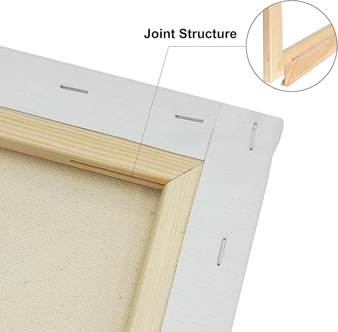 PHOENIX Professional Stretched Canvas for Painting - 16x20 Inch/4 Pack 3/4 Inch Profile, 100% Cotton 11 Oz. Heavy Duty Gesso Triple Primed White Blank Artist Canvases for Oil & Acrylic Paints