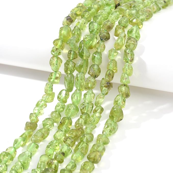 Green Peridot Pebble Nugget Oval Free Tumbled Stone 6-8mm Natural Gemstone Loose Beads Approx 15.5 inch for DIY Jewelry Making