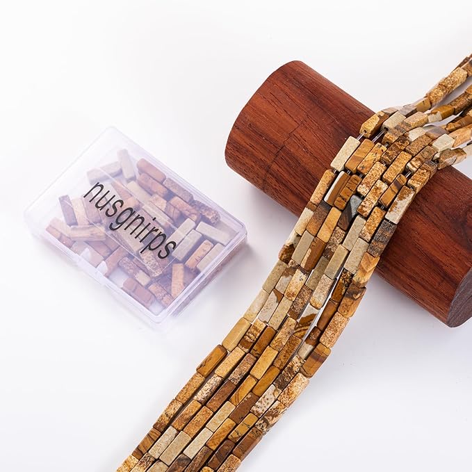 Natural Blown Picture Stone Rectangle Tube Beads 4x13mm 38cm/str Loose Semi Gemstone Stone Beads for Making Bracelets Necklace Earrings