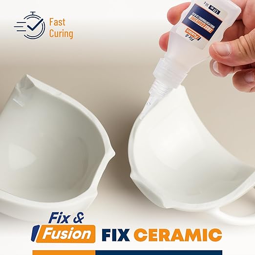 FIX & FUSION Ca Super Glue (1.77 Oz) with Activator Spray (6.76 Fl Oz) Set, Fast Adhesive/Cyanoacrylate Glue & Instant Activator for Woodworking, Plastic, Rubber, Granite, DIY & Industrial, (1 Pack)