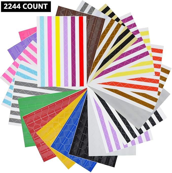 VIPbuy 2244 Count (22 Colors Assorted) Photo Mounting Corner Stickers Self Adhesive for Scrapbook Photo Albums DIY Craft, 22 Sheets