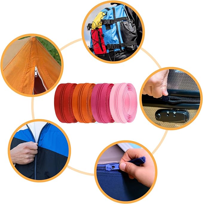 DOITEM 44.4 Yards/ 40 m 20 Pieces Assorted Colors #5 Nylon Coil Zippers, Sewing Zippers Endless Zips with 80 Pieces Zipper Sliders Zip Heads for DIY Sewing Tailor Craft Supplies
