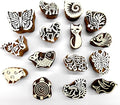 CraftsofIndia® Animals and Birds Wooden Blocks for Stamping, Block Printing on Textiles, Pottery Crafts,Henna, Scrapbooking, Wall Painting (Set of 15)