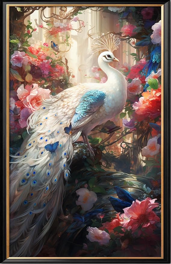 Leczany Cross Stitch Stamped Kit for Adults or Kids - Peacock | DIY Embroidery Starter Patterns Craft Kit Needlepoint for Beginner | 11CT, 3 Strands | 15x24 inches
