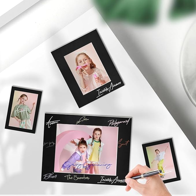 Egofine 5x7 Black Picture Mats Pack of 11, Frame Mattes for 4x6 Pictures, Acid Free, 1.2mm Thickness, with Core Bevel Cut
