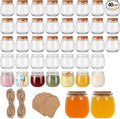 7oz Glass Jars with Cork & PE Lids 40Pack, Small Glass Pudding Jar for Wedding Favors, Milk, Jams and DIY Gift, Yogurt Jars with Tags and Twine Included