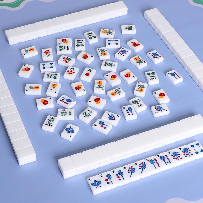 American Mahjong Tile Set with Clear Acrylic Box and Accessories, 160 Acrylic Engraved Mahjong Tiles, Mahjong Game Set