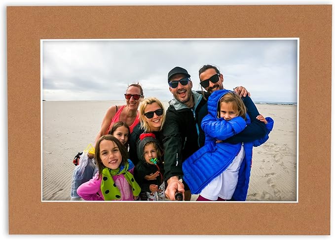 5x7 Mat for 8.5x11 Frame - Precut Mat Board Acid-Free Show Kit with Backing Board, and Clear Bags Brown 5x7 Photo Matte Made to Fit a 8.5x11 Picture Frame Matboard for Framing, Pack of 25 Mats