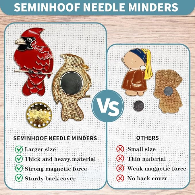 Magnetic Needle Minder Magnet Embroidery Accessories and Supplies Embroidery Needle Holder Cross Stitch Holder Needlework Supplies (Cardinal) (Brid)