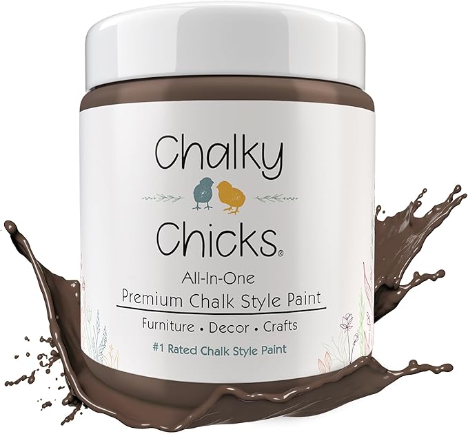 Chalky Chicks All-in-One Chalk Paint for Furniture or Cabinet - 16 Fl Oz - Matte Finish Alaskan Brown Bear for Metal, Wood Furniture Paint - No Sanding All-in-One for Home Decor & Crafts, USA Made