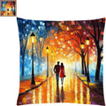 Fanxvivy Stamped Cross Stitch Kits for Adults Beginners Pillow Needlepoint Kit with Embroidery Pattern Needlework Kit Prestamped Stitches Kit 11CT Cross Stitching-Lovers Walk 18x18 inch