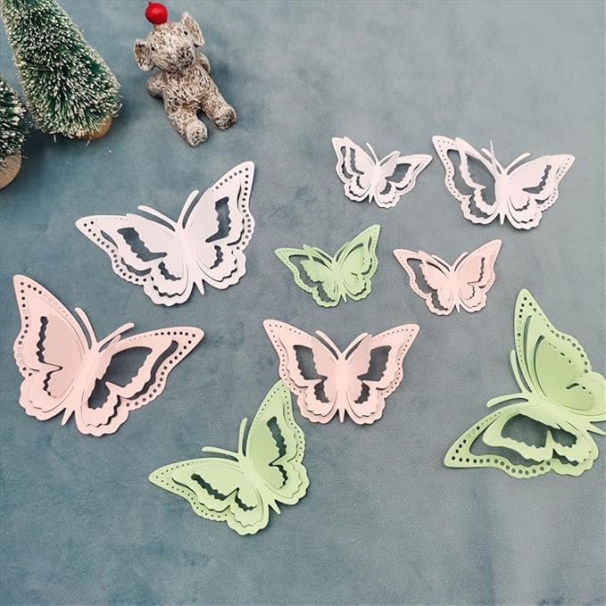 Cutting Dies Metal Stencils Scrapbooking Tools DIY Embossing Template for Paper Card Making Album Arts Crafts Supplies (3D butterfly-9x12.6cm)