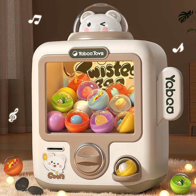 34 Pcs Claw Machine for Kids 3-12, Bears Gachapon Machine Toys for Girls 3 4 5 6 Year Old, Mini Vending Machine, Gumball Prize Machine Maker Game for Party, for Boys Girls 3 4 5 6 7 8
