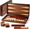 Handcrafted Wooden Backgammon Set - 16x15.3inch, Oversized Pieces, Intricate Carvings, Premium Travel Game Board for Adults & Kids (Star)