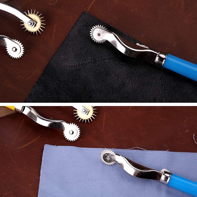4 Pcs Tracing Wheel Sewing Tool with Packaging Bag, 2 Different Size Needle Point Tracing Wheel, Leather Paper Cloth Sewing Overstitch Wheel Tool