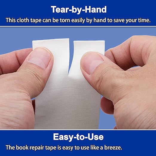 Cloth Bookbinding Repair Tape Cloth Book Repair Tape 2 Inch by 33 Feet Self Adhesive Non Reflective Fabric Tape for Old Books Antique Books Daily Supplies (White)