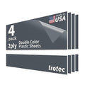 Trotec TroLase | 12"x24"x1/16", 4 Pcs | Smoke Grey/White | 2 Ply | Modified Acrylic | Laser Engraving Double Color Plastic Sheet | Engraving Blanks for Laser, Saw, Guillotine | Made in USA
