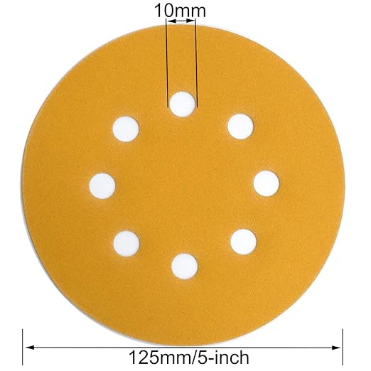 5-Inch 8-Hole Hook and Loop Sanding Discs 400-Grit Random Orbit Sandpaper, 100-Pack