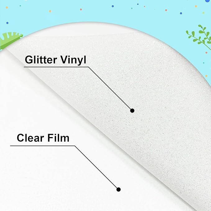 Rainbow White Glitter Heat Transfer Vinyl 12Inch*6FT Glitter Iron on Vinyl for T Shirts Easy to Cut and Weed Compatible with All Cutter Machines HTV Vinyl Iron onfor Cricut (Rainbow White)