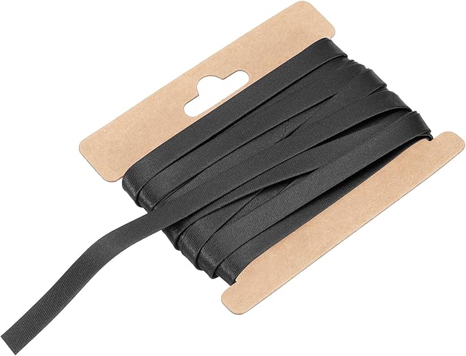 MECCANIXITY Double Fold Bias Tape for Sewing 1/3 Inch x 6 Yards Satin Pre-fold Continuous Binding Tape for Seaming Quilting Hemming Binding DIY Crafts, Black