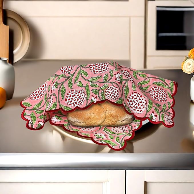 Ridhi Strawberry Pink Hand Block Print Napkins 18" x 18" Set of 4 Reusable Cotton Dinner Napkins for Weddings, Parties & Everyday Dining, Thanksgiving, Christmas, Fall