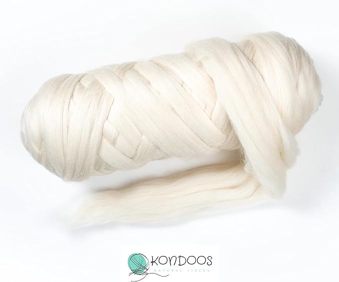 Natural Wool Bulk roving, 4 lb. Best Wool for Spinning, arm Knitting, Felting, Chunky Blankets and Tapestry. Natural Colors, un-Dyed. (Ecru, 4 lb)