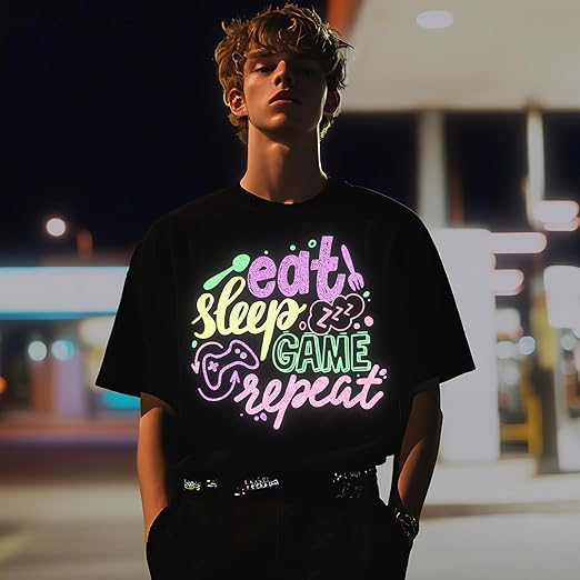 GIRAFVYINL Reflective HTV Heat Transfer Vinyl,Refelctive Iron on Vinyl Neon Vinyl - 12" X 12" Iron on Vinyl for T-Shirt,Fabric,6 Vinyl Sheets