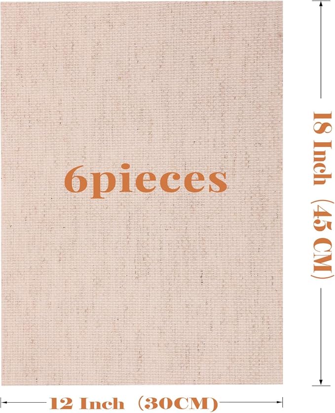 Caydo 6 Pieces Aida Cloth 14 Count Linen Cross Stitch Fabric Embroidery Fabric for Embroidery, Needlework, DIY Handicrafts, 12 by 18-Inch