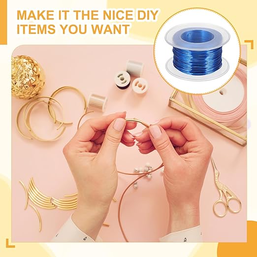 uxcell 20 Gauge / 0.8mm Anodized Aluminum Wire for Jewelry Craft Making, 102 Feet Bendable Flexible Wire for DIY Home Decor Gardening Sculpture, Dark Blue
