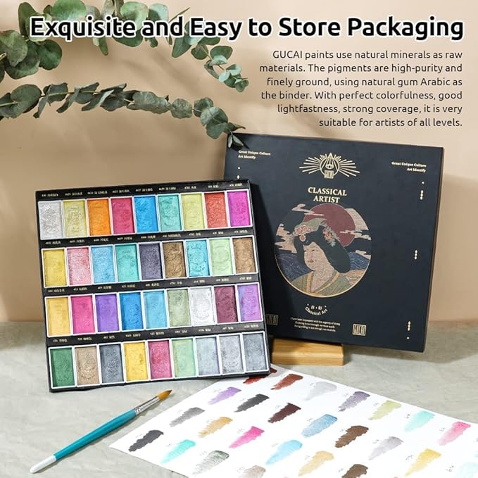 Paul Rubens Watercolor Paint Set, 36 Classical Glittery Colors Solid Paints, Strong Coverage, Good Lightfastness, Ideal for Illustrators, Artists, Painters, Students