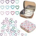 Hilsayum 50Pcs Heart Shape Stitch Markers for Crocheting,Crochet Stitch Markers with Floral Design Small Tin Box