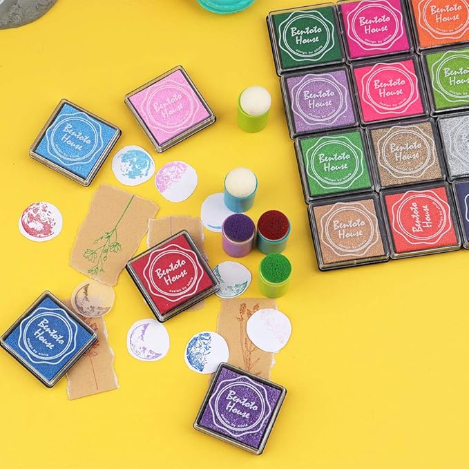 Dizdkizd Finger Craft Ink Pads, 20 Colors Craft Ink Pads for Rubber Stamps, Paper, Scrapbooking, Wood, Fabric, Best Gift for Kids