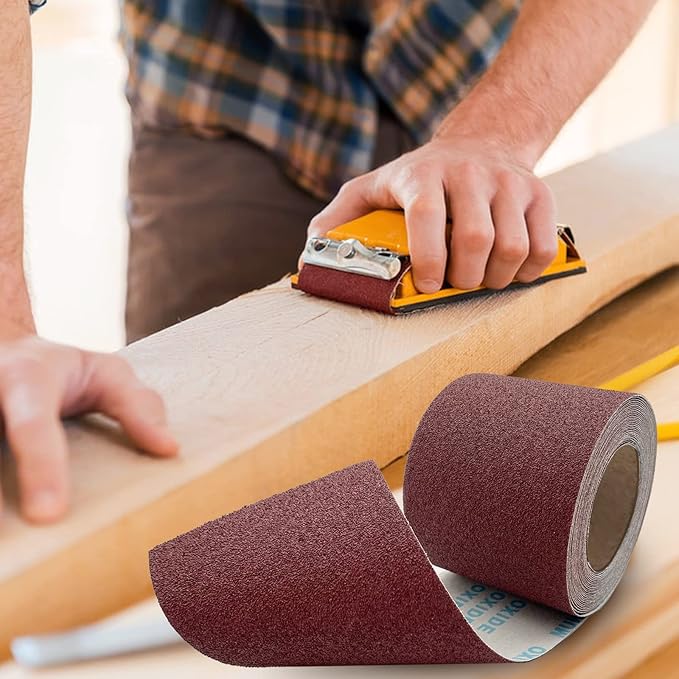 60 Grit Emery Cloth Roll, 4.5 Inch Wide 32.8 Ft Long (Equals 1/4 Sheet Sandpaper 71 Pcs) Abrasive Sandpaper Rolls for Metal Automotive Wood Furniture Sanding Paper Drum Palm Sander (60 Grit)