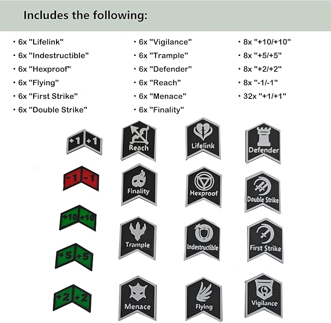 MTG Abilities Keywords Counter Wheel, Black Token Tracker 7.5 inch Diameter,123-Piece Keyword and Life Counter Bulk Tokens MTG, TCG, Cards Gaming Accessories
