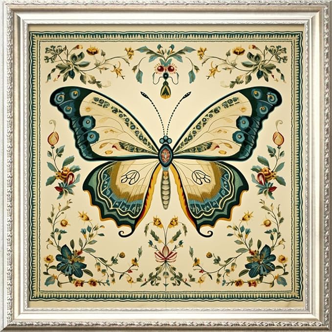 Leczany Cross Stitch Stamped Kit for Adults or Kids - Butterfly | DIY Embroidery Starter Patterns Craft Kit Needlepoint for Beginner | 11CT, 3 Strands | 17.2x17.2 inches