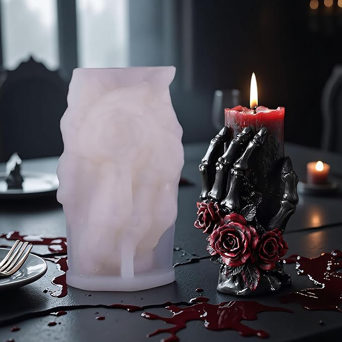 Skull Hand Ghost Cylinder Molds Silicone Wave Spiral Candle Mold - Silicone Resin Casting Molds for Candle & Resin & Soap Craft Supplies