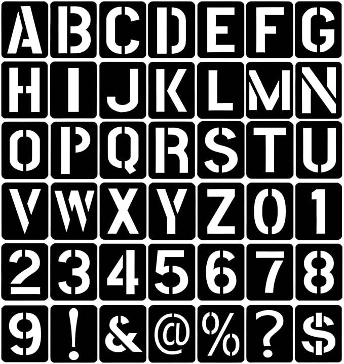 42 Pcs 3 Inch Alphabet Letter Stencils Symbol Numbers Stencils, Reusable Plastic Letter Template Set for Drawing on Wood, Wall, Glass, Porch, Fabric, Rock, Sign and Craft Decoration (Black)