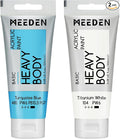 MEEDEN Acrylic Paint Turquoise Blue: 100ml/3.38oz Heavy Body Acrylic Paint Tube Bundled with Additional Titanium White Color for Art Craft Painting