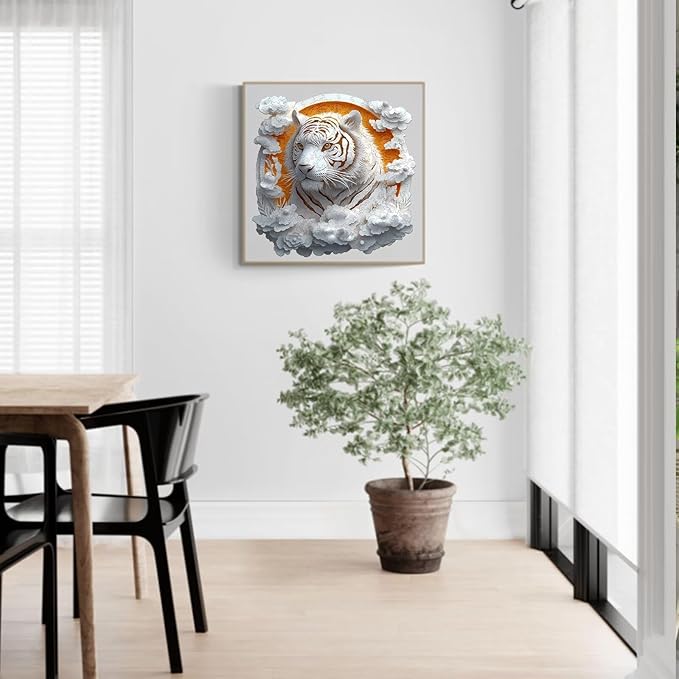 Wooden Puzzles Adults, 3D Paper Tiger Wooden Puzzles 300 Pieces, Unique Animal Shaped Wood Challenging Jigsaw Puzzles Gifts for Adults, 13.4x13.4in
