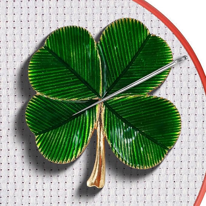 Magnetic Needle Minder Magnet Embroidery Accessories and Supplies Embroidery Needle Holder Cross Stitch Holder Needlework Supplies (Cardinal) (FourLeaf)