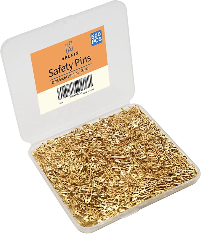 500PCS Safety Pins, 0.75Inch/19mm Small Safety pins, Rust Resistant Nickel Plated Steel Set for Crafting, Sewing, Rimming Fastening Clip Button for Garment Hang Tag (Gold)