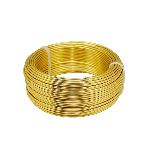 12 Gauge Aluminum Craft Wire, 2mm×30Yards Bendable Metal Craft Wire for Bonsai Plant Stand, Doll Skeletons, Wire Sculpture, Jewelry Making and Home Decorations (Golden)