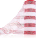 Anivia Deco Mesh Ribbon, 10inch x 30 Feet Each Roll Metallic Foil Mesh Ribbon for Wreaths Swags, Holloween, and Christmas Tree Decoration (Red&White)