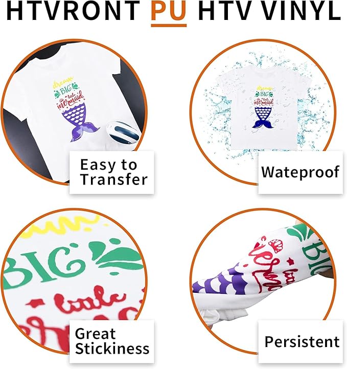 HTVRONT Silver HTV Heat Transfer Vinyl Bundle: 24 Pack 12"x12" Iron on Vinyl Sheets for T-Shirt (1 PTFE Sheet Included), PU HTV Easy to Cut & Weed for Heat Design