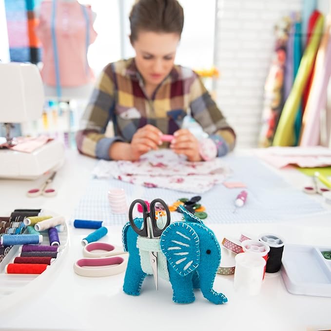 Glaciart One Sewing Pin Cushion Elephant | Large Size w/Sleeve for Craft Supplies & Pocket for Scissors | Also for Quilting Needles, Sewing Machine Needles, Safety and T Pins