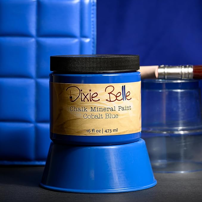 Dixie Belle Paint Company Chalk Finish Furniture Paint - Cobalt Blue (4oz) - Matte Vibrant Blue Chic Chalk Mineral DIY Furniture Paint