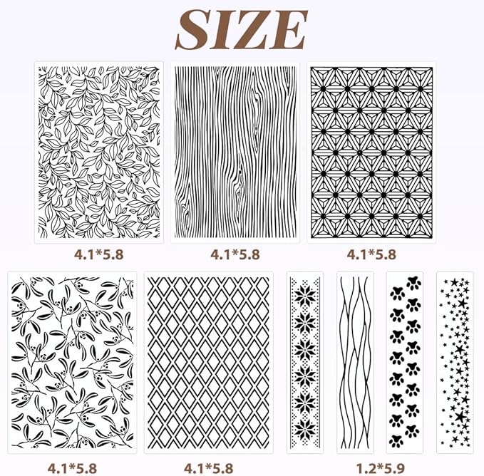 Embossing Folders Clay Stamps for Polymer Clay Earrings Making Embossing Tool Geometric Textured Flower Pottery Stamps Polymer Clay Roller Clay Texture Sheets (9PCS)